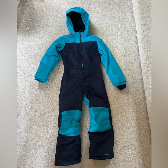 Lands’ End Kids Squall Waterproof Insulated Snow Suit Size 6 Teal/Navy - Picture 1 of 3